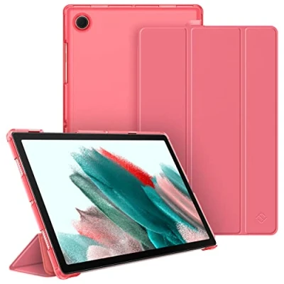 Abbildung von Fintie Hülle für Samsung Galaxy Tab A8 10.5 2022/2021, Ultradünn Schutzhülle mit Transparenter Rückseite Cover Auto Schlaf/Wach Zoll SM X200/X205/X207, Pink