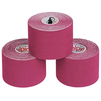 Abbildung von ALPIDEX Kinesiologie Tape 1/3/ 6/12 Rollen Viele Farben 5 m x cm Anwendungsbroschüre Elastisch Wasserfest Hautfreundlich Physio Muskel Set, Farbe:pink, Menge:3