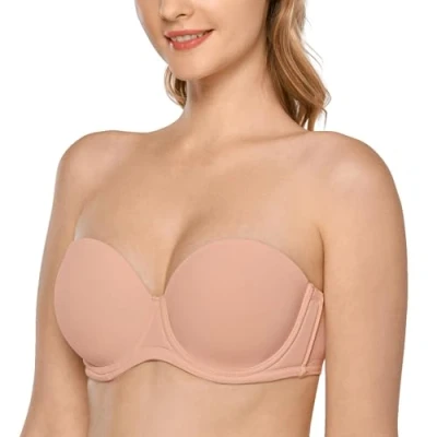 Abbildung von DELIMIRA Damen Trägerloser BH Bügel mit geformte Cups Blush Beige 85E