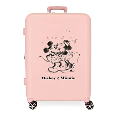 Abbildung von Disney Mickey &amp; Minnie Kisses Mittelgroßer Koffer, Nude, 48 x 70 26 cm, starres ABS, integrierter TSA Verschluss, 88 l, 3,98 kg, 4 Doppelrollen