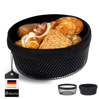 Abbildung von eluno Obstschale Obstkorb Brotkorb, aus schwarzem Metall Ø ca. 25 x 11 H cm