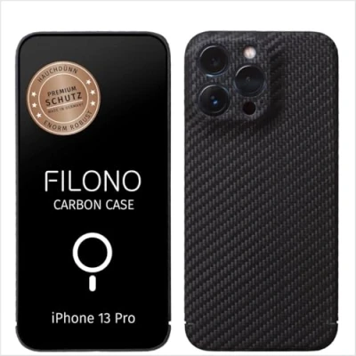 Abbildung von FILONO Carbon Hülle iPhone 13 Pro kompatibel mit MagSafe, ultradünn