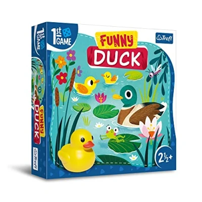 Abbildung von Trefl Funny Duck, Erstes Brettspiel für die Kleinsten, Gummiente, große Elemente, kooperatives Spiel mit Aufgaben Kleinkinder, spielerisches Lernen, Kinder ab 2,5 Jahren