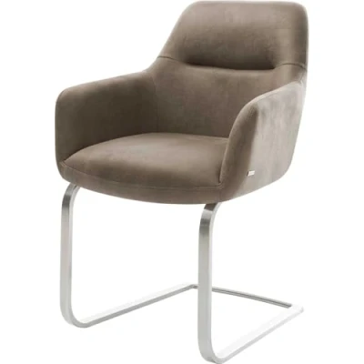Abbildung von DELIFE Polsterstuhl Pejo Flex, Freischwinger flach Edelstahl Taupe Vintage