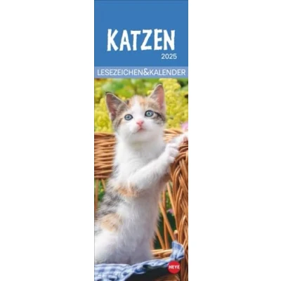 Abbildung von Katzen Lesezeichen &amp; Kalender 2025: Süße Kätzchen in einem Mini Kalender. Perfekt als kleine Aufmerksamkeit zu Weihnachten. Das Mitbringsel für ... Bücherwürmer! (Lesezeichen Heye)
