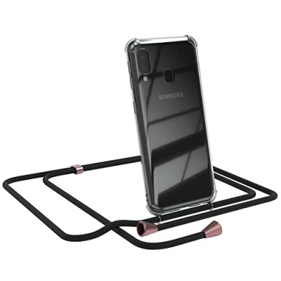 Abbildung von EAZY CASE Handykette kompatibel mit Samsung Galaxy A20e Handyhülle Umhängeband, Handykordel Schutzhülle, Silikonhülle, Hülle Band, Stylische Kette für Smartphone, Clips in Rose