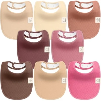 Abbildung von KeaBabies 8er Pack Bio Baby Lätzchen Mädchen und Jungen Baumwolle, Sabberlätzchen zum Zahnen, Weich Saugfähig Babylätzchen Abwaschbar for Säuglinge Kleinkinder (Rosewood)