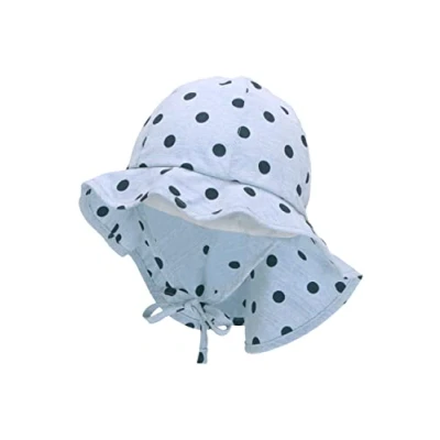 Abbildung von Sterntaler Baby Mädchen Hut Sonnenhut Punkte Hut, Kopfbedeckung Sommer, Sommerhut mit Nackenschutz himmelblau, 47