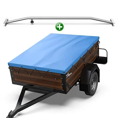 Abbildung von Tarpofix® Anhängerplane 170 x 110 cm + 1x Planenbügel Anhänger Plane Flachplane aus PVC PLANENMATERIAL Verstärkte HP DDR für diverse PKW Hänger Abdeckplane Flachplanenbügel