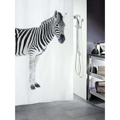 Abbildung von spirella Duschvorhang &quot;ZEBRA BLACK&quot;, Höhe 200 cm, wasserabweisend