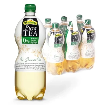 Abbildung von Pfanner Pure Tea Grüner Tee (6 x 1 l) Eistee ohne Zucker und Süßstoffe Bio mit Zitronensaft im Vorratspack
