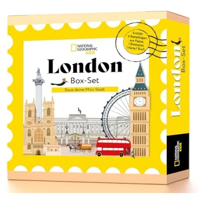 Abbildung von Box Set London. Baue deine Mini Stadt: National Geographic Kids; mit 6 Bastelbögen aus Pappe, Stadtplan, Suchspiel, Brettspiel, Büchlein; für Kinder ab Jahren
