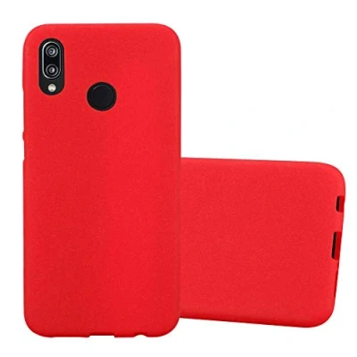 Abbildung von Cadorabo Hülle kompatibel mit Huawei P20 LITE 2018 / NOVA 3E Schutzhülle TPU Silikon Case Frost Design Slim Kratzfest Weiche Gummi Rundumschutz für in Rot