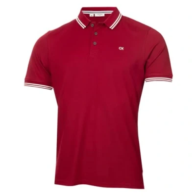 Abbildung von Calvin Klein Herren Campus 3 Knopf Polo Hemd Burgunderrot gekippt M