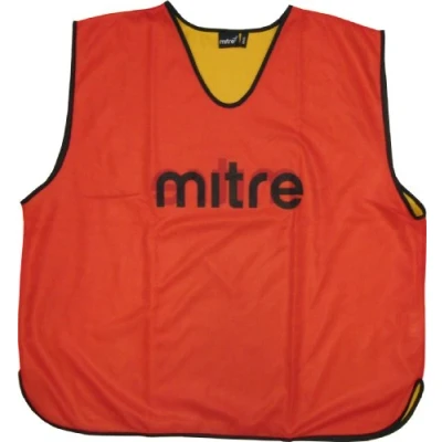Abbildung von Mitre Pro Fußball Trainigsleibchen für Kinder, wendbar leichtes Multisport Leibchen atmungsaktives Netzgewebe, rot/gelb, Junior