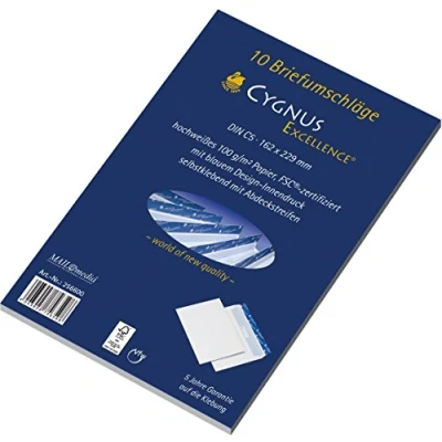 Abbildung von MAILmedia Briefumschläge Cygnus Excellence® DIN C5 ohne Fenster hochweiß haftklebend 10 Stück