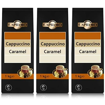Abbildung von Caprimo Cappuccino Caramel Instant Kaffee 1kg Getränkepulver mit löslichem Bohnenkaffee und Kakaopulver (3er Pack)