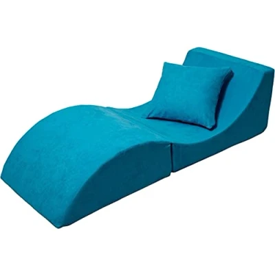 Abbildung von Velinda Klappsofa bequem, entspannend, 3 in 1, Hocker, Tisch blau