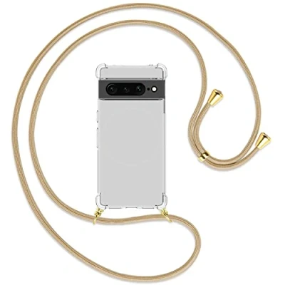 Abbildung von mtb more energy® Handykette kompatibel mit Google Pixel 7 Pro Caramel/Gold Smartphone Hülle zum Umhängen Anti Shock Full TPU Case