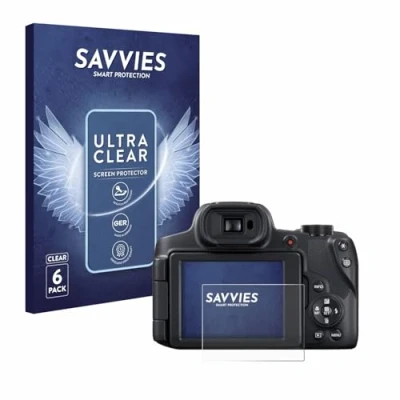 Abbildung von Savvies 6 Stück Schutzfolie für Canon PowerShot SX70 HS Displayschutz Folie Ultra Transparent