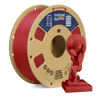 Abbildung von OVERTURE PLA Plus (PLA+) Filament 1,75 mm, professionelle Festigkeit, 1kg (2,2 lbs), Maßgenauigkeit +/ 0,02 für 3D Drucker (Frischrot)
