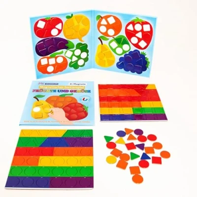 Abbildung von MAGNIKON Lernspielzeug Zuordnungsspiel Früchte und Gemüse mit 81 Magneten Sortierspiel (Montessori, St), Mosaik Steckspiel