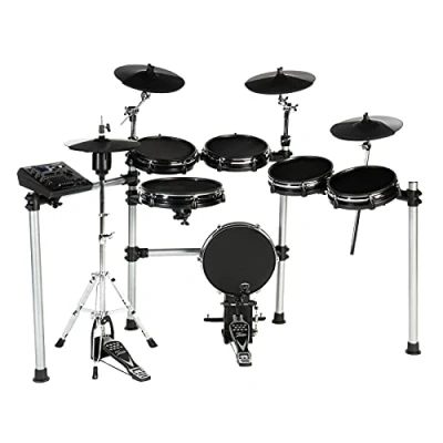 Abbildung von Fame DD ONE Pro XT E Drum Set, Elektronisches Schlagzeug Set mit echter HiHat, 12&quot; Snare Pad und Kick Pad, 554 deutsche Studio Sounds, 78 Drumsets, Aux, MIDI, MP3 Effekten, inkl. Rack, Schwarz