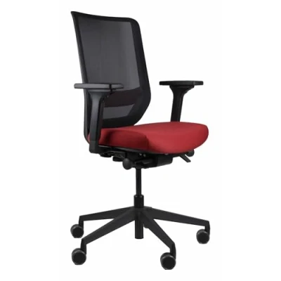 Abbildung von Trendoffice to sync pro, ergonomischer Bürostuhl, mit Armlehnen, modernes Design, Homeoffice, umweltzertifiziert, by Dauphin (Schwarz/Rubinrot, Netz Rückenlehne)