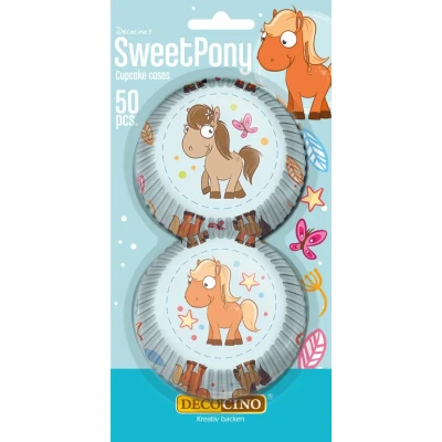 Abbildung von DECOCINO Muffin Förmchen Pony (50Stk.) Deko Cupcake Dekoration &amp; Pferde für Kinder Geburtstage!