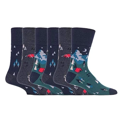 Abbildung von Gentle Grip 6er pack herren comfort ohne gummi bund mittellang business bunt socken in 35 farben (MGG576)