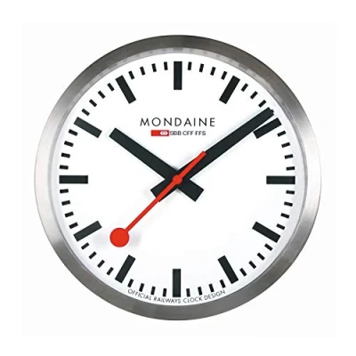 Abbildung von Mondaine A995.CLOCK.16SBB Wanduhr Groß Silberfarben/Weiß 40 cm
