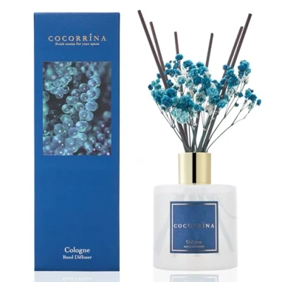Abbildung von Cocorrína Raumduft Reed Diffuser mit 8 Duftstäbchen 200ml Kölnisch Wasser, Natürlich, Langanhaltend, Home Duft ätherisches Öl Diffusor für Badezimmer Regal Dekoration