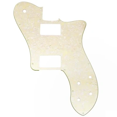 Abbildung von Musiclily Pro 15 Löcher Bedeckt HH Gitarren Schlagbrett Pickguard für Mexico Fender 72 Tele Deluxe Style E Gitarre, 4 lagig Aged White Pearl