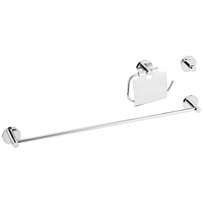 Abbildung von GROHE Essentials Bad Set 3 in 1 (Metall, langlebige Oberfläche, zum Bohren oder Kleben), chrom, 40775001