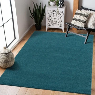 Abbildung von SANAT Kurzflor Teppich Wohnzimmer Uni Modern Teppiche fürs Schlafzimmer, Arbeitszimmer, Büro, Flur, Kinderzimmer und Küche Dunkelblau, 80 x 150 cm
