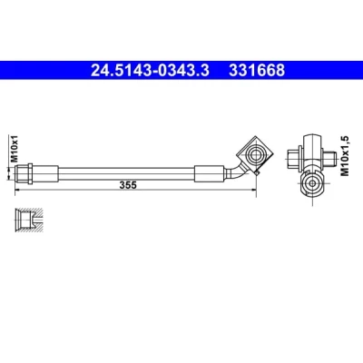 Abbildung von ATE 24.5143 0343.3 Bremsschläuche 355 M10x1 OPEL: Astra K Sports Tourer