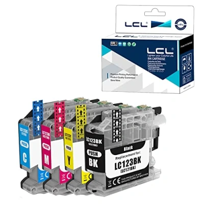 Abbildung von LCL Kompatibel Tintenpatrone LC121 LC123 LC123BK LC123C LC123M LC123Y (1Schwarz 1Cyan 1Magenta 1Gelb) Ersatz für Brother MFC J4410DW J4510DW J4610DW J4710DW J470DW J6920DW J870DW J245 J650DW J6720DW