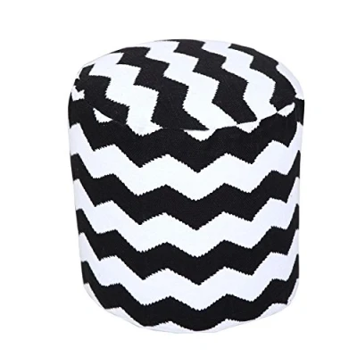 Abbildung von Homescapes Trendiger Design Pouf Rund Fußhocker schwarz weiß Chevron Herringbone 45 cm Durchmesser