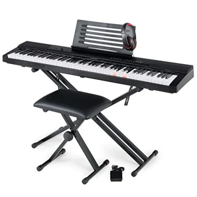 Abbildung von McGrey Home Keyboard SK 88LT 88 Leuchttasten Einsteiger in Stagepiano Optik (Super Kit, 5 St., inkl. Sustain Pedal, Keyboardständer, Hocker und Kopfhörer), 146 Sounds, USB to Host Aufnahme , Split Dual Twinova Funktion
