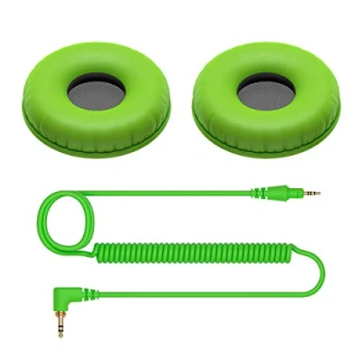 Abbildung von Pioneer DJ HC CP08 G Ohrpolster und Spiralkabel für HDJ CUE1 Kopfhörer (grün)