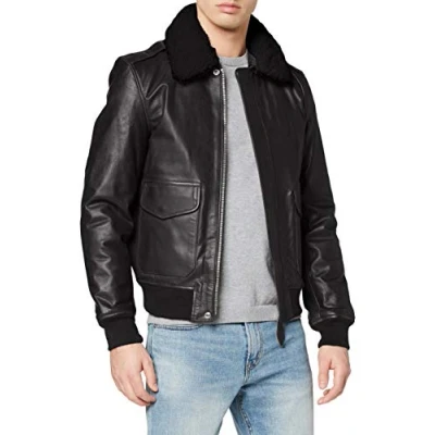 Abbildung von Schott NYC Herren LC2412 Lederjacke, Schwarz/Schwarz Fell, Large