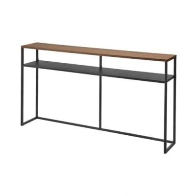 Abbildung von Yamazaki 2029 Tower Konsolentisch mit Regal, schwarz, Stahl/Holz, minimalistisch, 126 x 20.5 65 cm