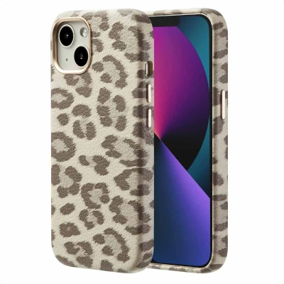 Abbildung von Apple iPhone 13 Hülle MagSafe Kunstleder Selencia Backcover Handyhülle Beige