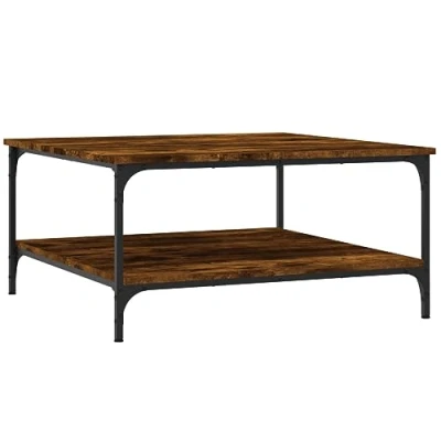 Abbildung von vidaXL Couchtisch, Beistelltisch mit viel Stauraum, Wohnzimmertisch Sofatisch Metallgestell, Tisch Kaffeetisch Teetisch, Räuchereiche Holzwerkstoff