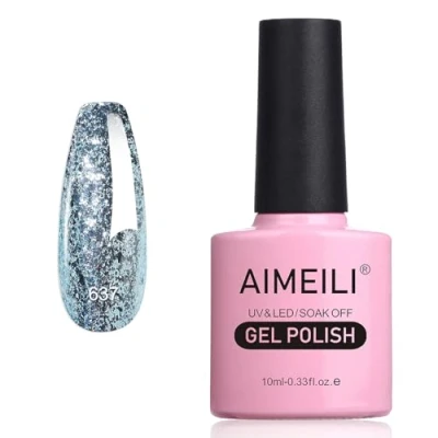 Abbildung von AIMEILI Glitzer Gel Nagellack UV LED Soak Off Mit Glitzerpartikel Sparkle Nail Polish Luminous 10ml 637