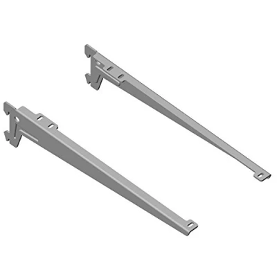 Abbildung von Element System Winkelträger Regalträger 1 reihig, 2 Stück, 5 Abmessungen, 3 farben, Länge 33 cm für Holzböden, Wandschiene, weißalu, 18133 00051