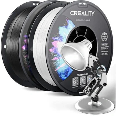 Abbildung von Creality PETG Filament 1.75mm, Hohe Präzision, Starke Zähigkeit, Geruchlos, Besserer Fluss, 2kg 3D Drucker Filament, 1.75mm Maßgenauigkeit +/ 0.03mm, Schwarz+Weiß