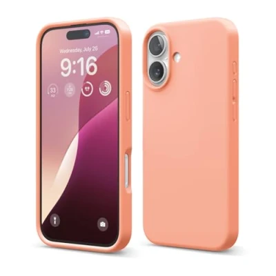Abbildung von elago Premium Liquid Silikon Hülle Kompatibel mit iPhone 16 Hülle, Ganzkörper Handyhülle, Stoßfest, Schlanke Kratzfester weicher Mikrofaser Innenfutter, 6.1 Zoll (Koralle)