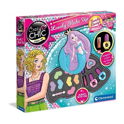 Abbildung von Clementoni Crazy Chic Lovely Meerjungfrau Make up Set Schminke für Mädchen ab 6 Jahren Schminkset mit 2 Tabletts Lidschatten, Lippenstiften &amp; Nagellacken 18642