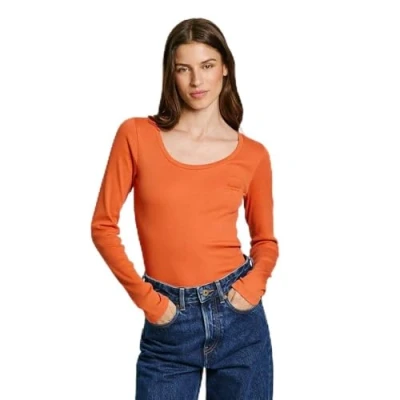 Abbildung von Pepe Jeans Finny Langarmshirt, Damen, Größe: Small, Sunset orange